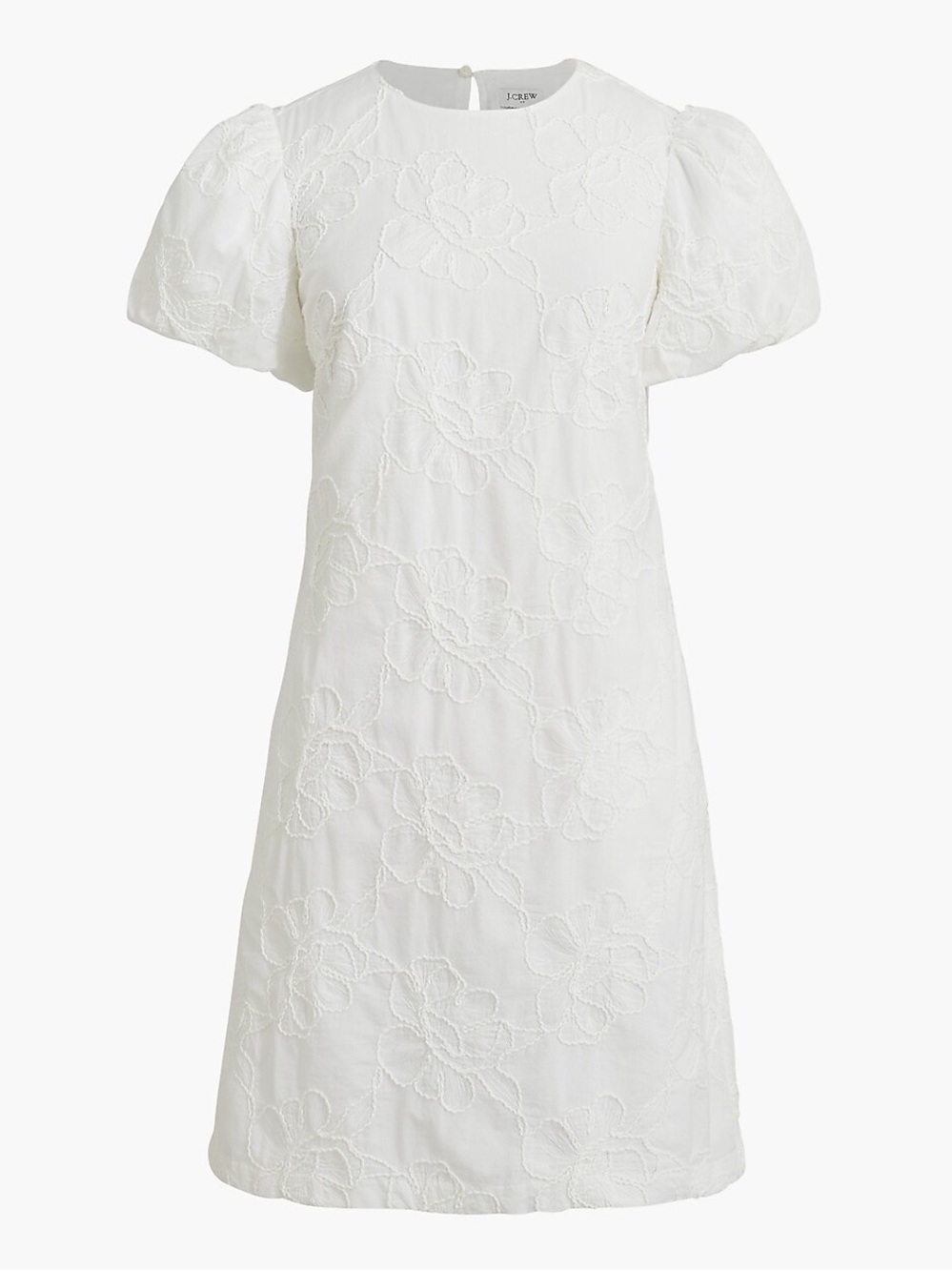 NWT J. Crew Size 0 Embroidered White Puff-sleeve Mini Dress Lined Pockets